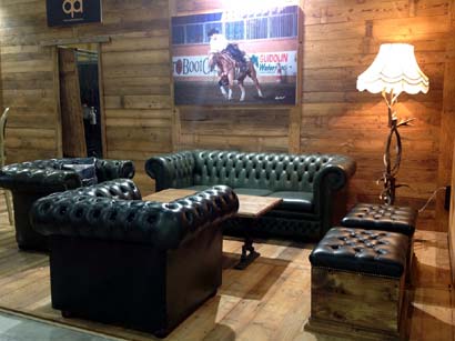 Rental of sofas, armchairs, poufs, tables, counters, stools for the American Horse fair in Cremona